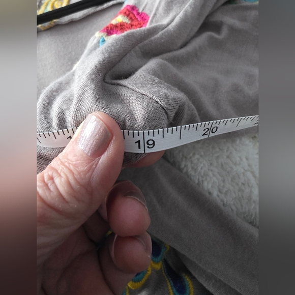 All About Her Gray Long Sleeve Top with Colorful Embroidery Size Medium - Picture 10 of 10